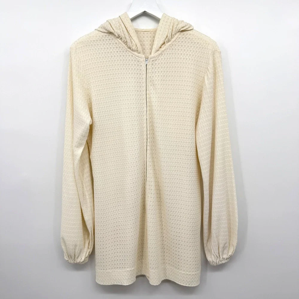 Vintage 60s Dotti Original Cover Up Top Large Hooded Tabit Zipper Coastal Beachy